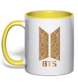Чашка з кольоровою ручкою BTS gold logo