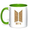Чашка з кольоровою ручкою BTS gold logo Лаймовий фото