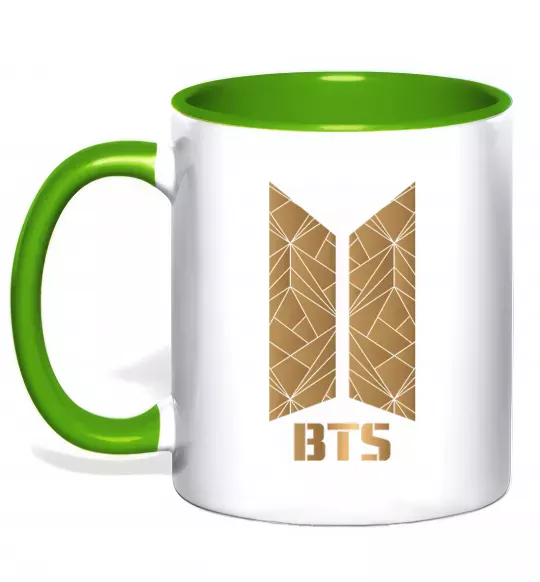 Чашка с цветной ручкой BTS gold logo Зеленый фото