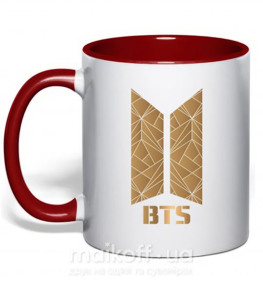 Чашка с цветной ручкой BTS gold logo Красный фото