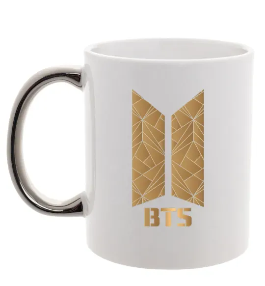 Чашка с цветной ручкой BTS gold logo Серебро фото