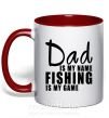 Чашка с цветной ручкой Dad is my name fishing is my game Красный фото