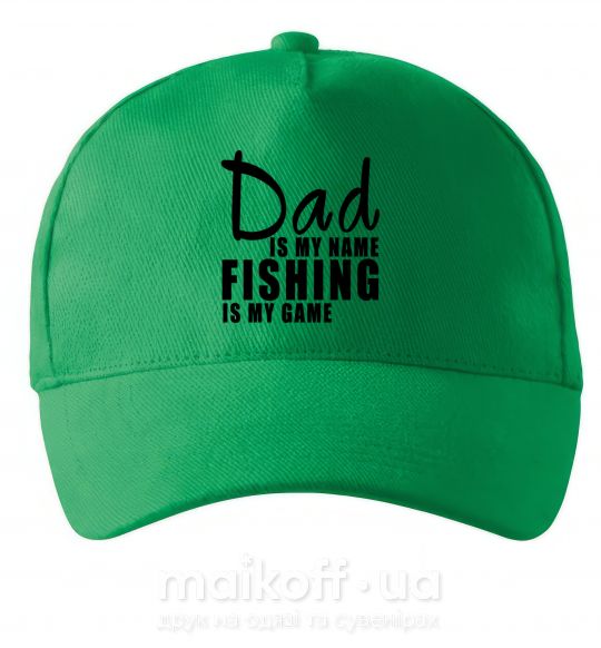Кепка Dad is my name fishing is my game Зеленый фото