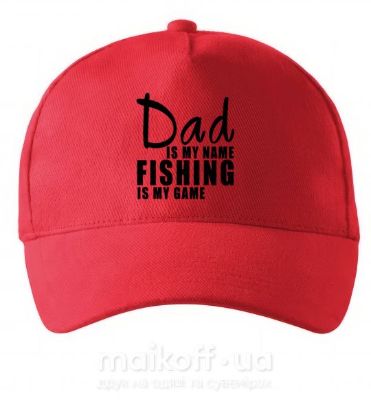 Кепка Dad is my name fishing is my game Красный фото