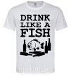 Мужская футболка Drink like a fish black Белый фото