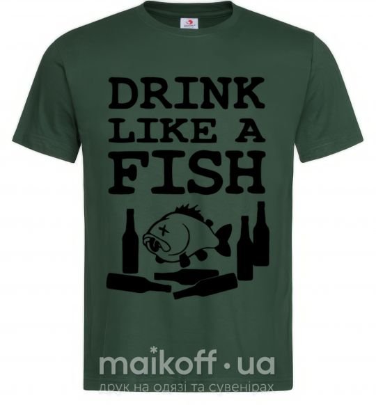 Мужская футболка Drink like a fish black Темно-зеленый фото