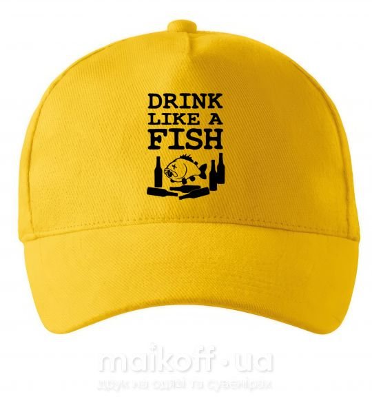 Кепка Drink like a fish black Солнечно желтый фото