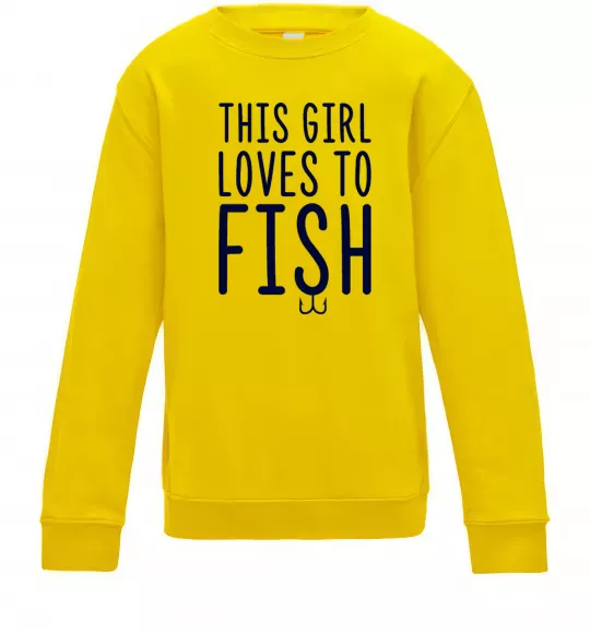 Дитячий світшот This girl loves to fish Сонячно жовтий фото