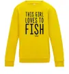 Дитячий світшот This girl loves to fish Сонячно жовтий фото