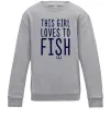 Дитячий світшот This girl loves to fish Сірий меланж фото