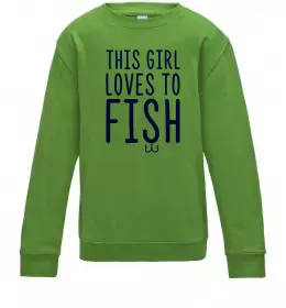 Детский Свитшот This girl loves to fish Лаймовый фото