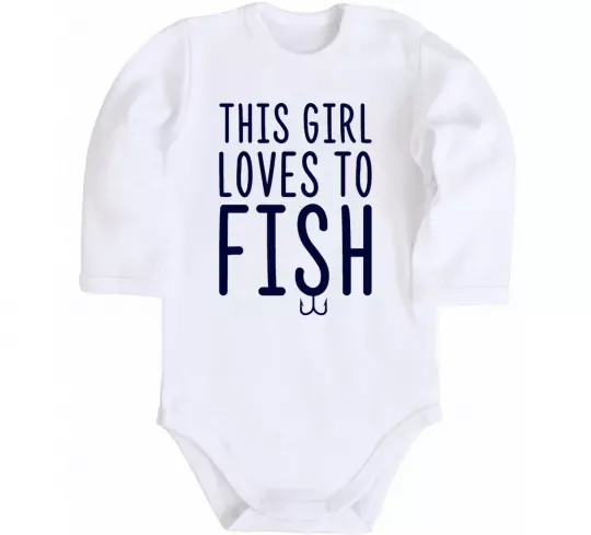 Детский боди This girl loves to fish Белый фото
