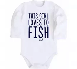 Детский боди This girl loves to fish Белый фото