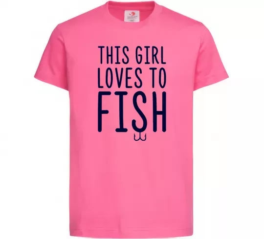 Детская футболка This girl loves to fish Ярко-розовый фото