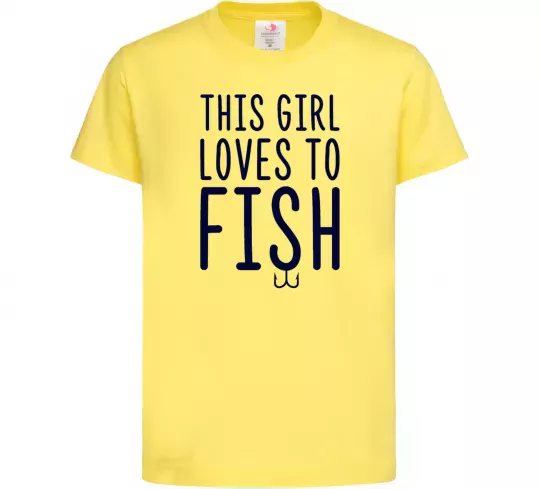 Детская футболка This girl loves to fish Лимонный фото