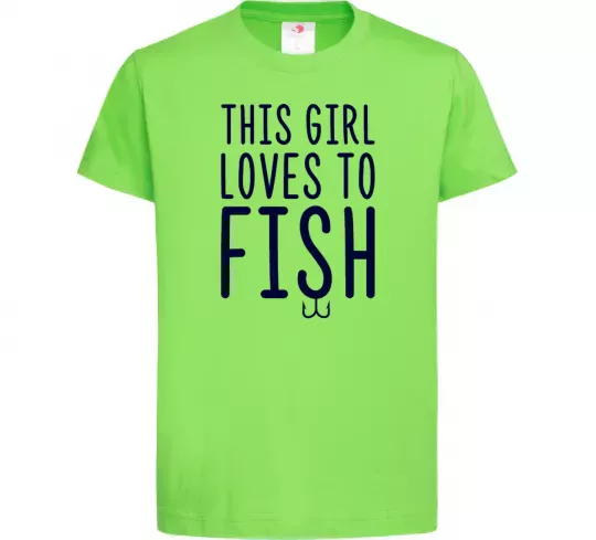 Детская футболка This girl loves to fish Лаймовый фото