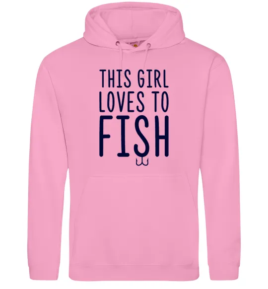 Женская толстовка (худи) This girl loves to fish Розовый фото