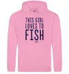 Женская толстовка (худи) This girl loves to fish Розовый фото