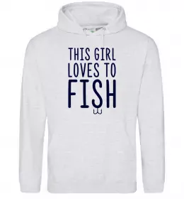 Жіноча толстовка (худі) This girl loves to fish Сірий меланж фото
