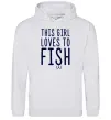 Женская толстовка (худи) This girl loves to fish Серый меланж фото