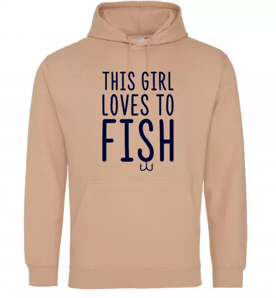Женская толстовка (худи) This girl loves to fish Песочный фото