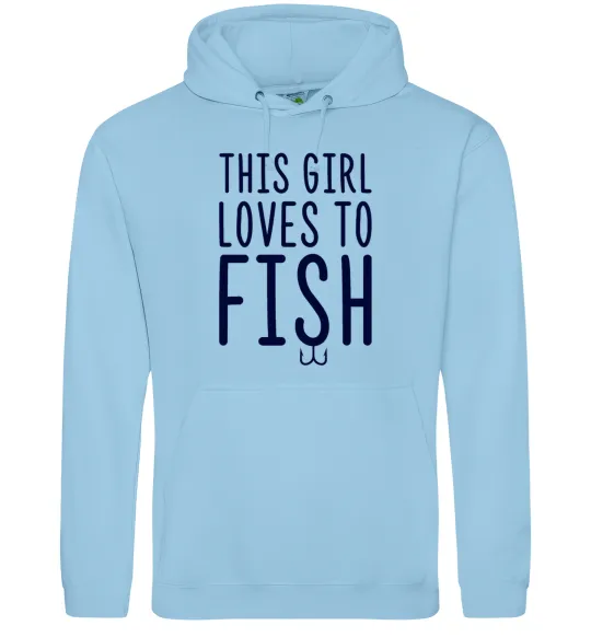 Женская толстовка (худи) This girl loves to fish Голубой фото