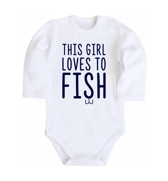 Дитячий бодік This girl loves to fish Білий фото