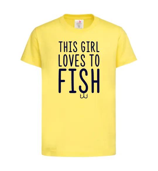 Детская футболка This girl loves to fish Лимонный фото