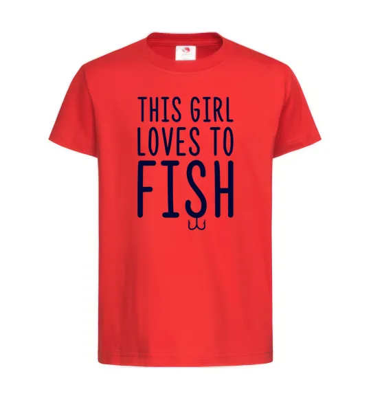 Детская футболка This girl loves to fish Красный фото