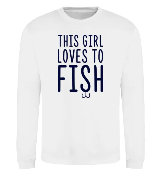 Світшот This girl loves to fish Білий фото