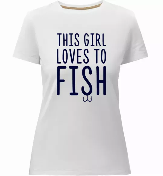 Жіноча преміум футболка This girl loves to fish Білий фото