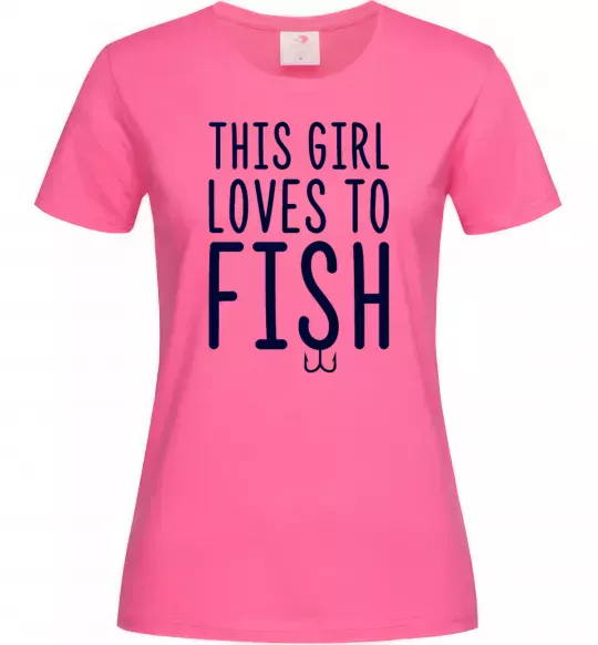 Жіноча футболка This girl loves to fish Яскраво-рожевий фото