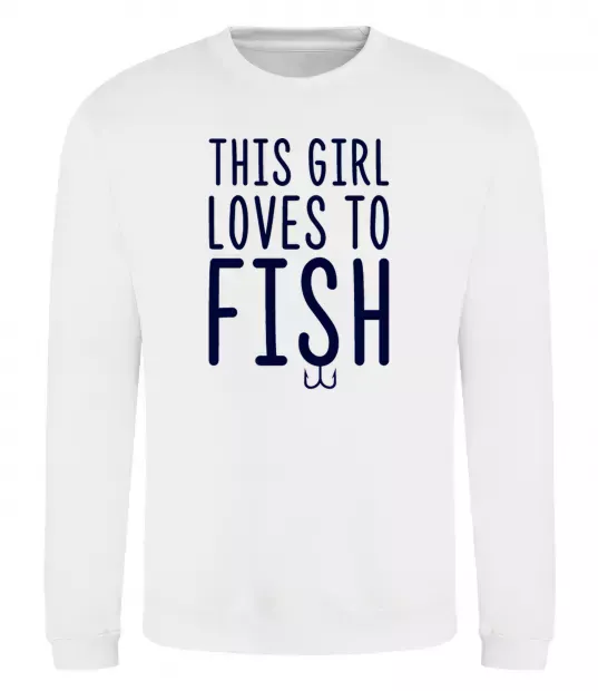 Світшот This girl loves to fish Білий фото