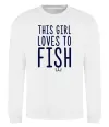 Світшот This girl loves to fish Білий фото