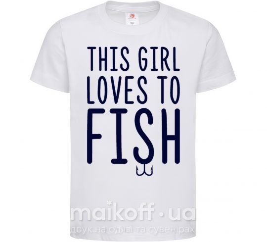 Дитяча футболка This girl loves to fish Білий фото