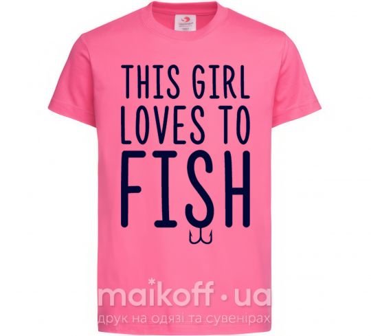 Дитяча футболка This girl loves to fish Яскраво-рожевий фото