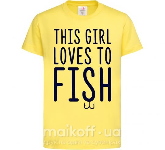 Детская футболка This girl loves to fish Лимонный фото