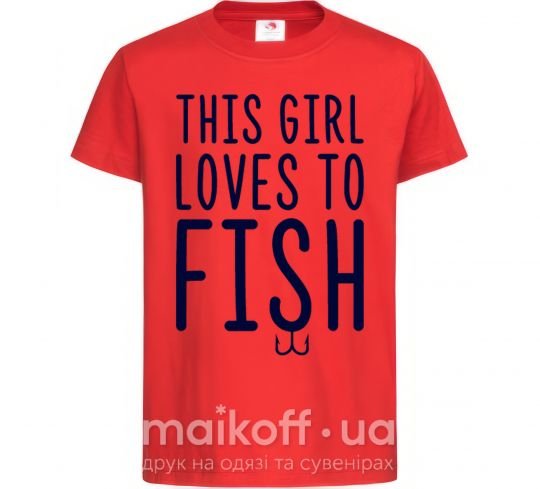 Дитяча футболка This girl loves to fish Червоний фото