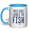 Чашка с цветной ручкой This girl loves to fish Голубой Чашка с цветной ручкой This girl loves to fish Голубой фото