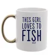 Чашка с цветной ручкой This girl loves to fish Золото Чашка с цветной ручкой This girl loves to fish Золото фото