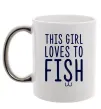Чашка с цветной ручкой This girl loves to fish Серебро Чашка с цветной ручкой This girl loves to fish Серебро фото