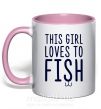 Чашка з кольоровою ручкою This girl loves to fish Ніжно рожевий фото