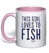 Чашка с цветной ручкой This girl loves to fish Нежно розовый Чашка с цветной ручкой This girl loves to fish Нежно розовый фото