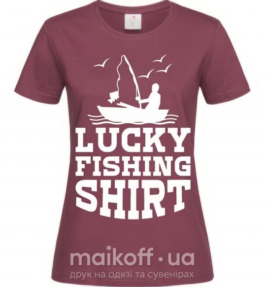 Женская футболка Lucky fishing shirt Бордовый фото