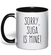 Чашка з кольоровою ручкою Sorry Suga is mine Чорний фото