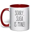 Чашка з кольоровою ручкою Sorry Suga is mine Червоний фото
