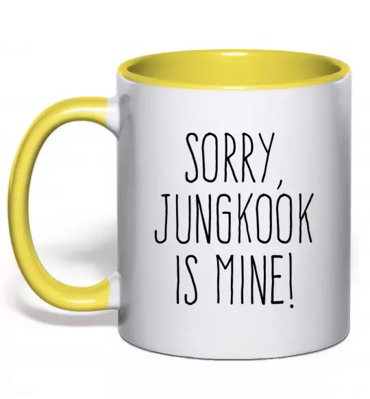 Чашка с цветной ручкой Sorry Jungkook is mine Солнечно желтый фото