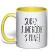 Чашка з кольоровою ручкою Sorry Jungkook is mine Лимонний фото