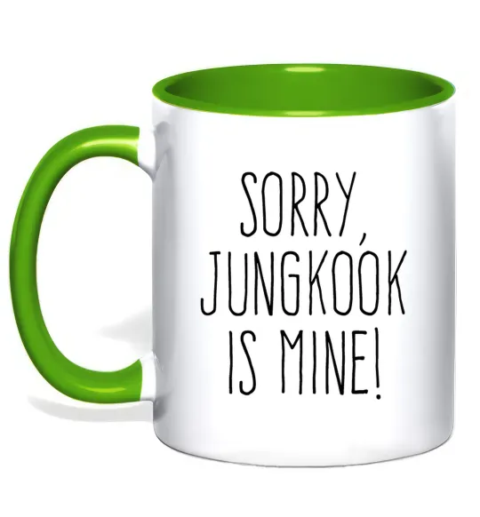 Чашка з кольоровою ручкою Sorry Jungkook is mine Лаймовий фото