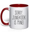 Чашка з кольоровою ручкою Sorry Jungkook is mine Червоний фото